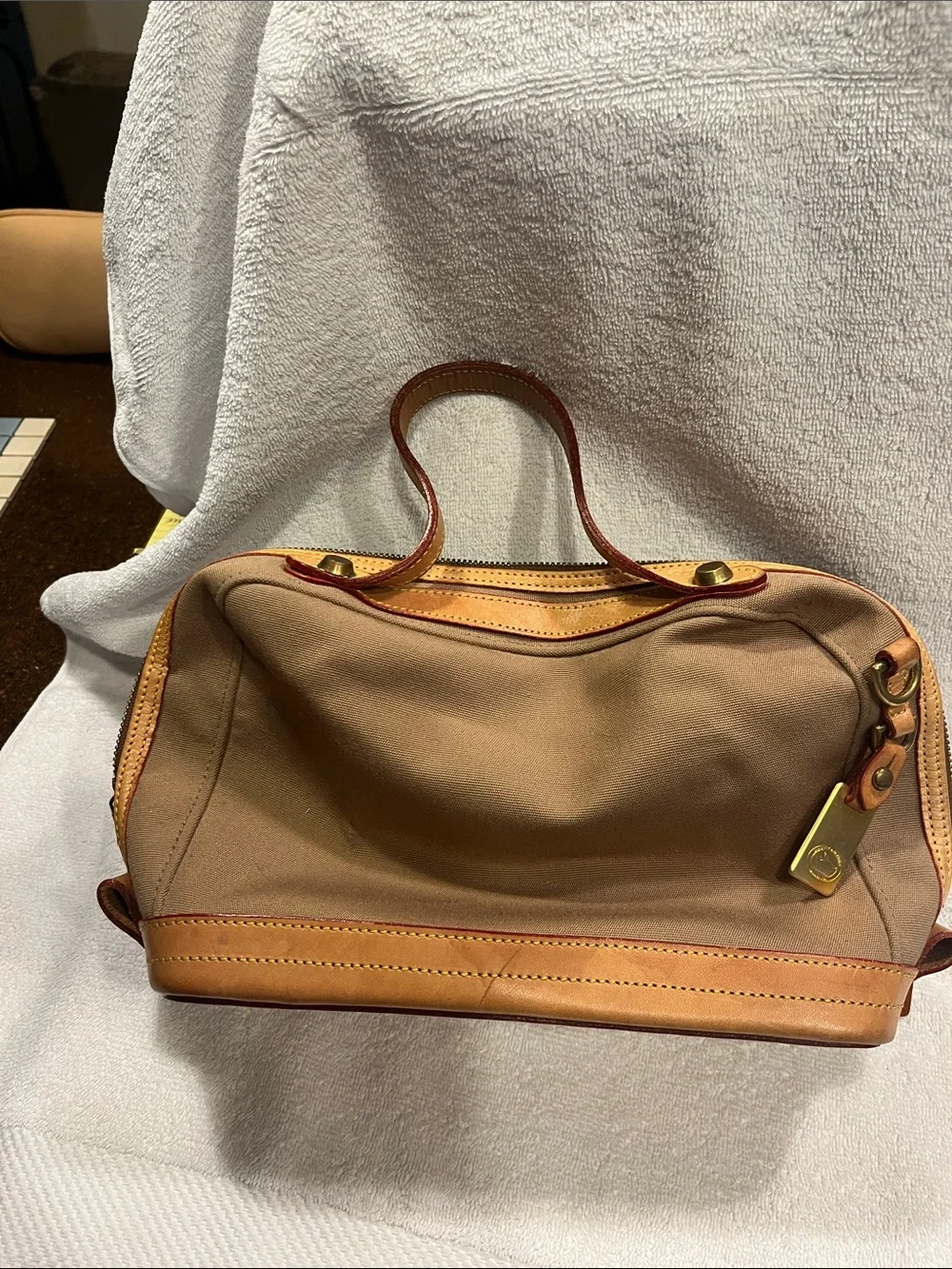 Dooney & Bourke Brown and Tan Canvas Satchel